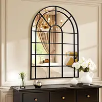 Black metal grid mirror as restaurant divider - NSF-certified surface for commercial kitchens